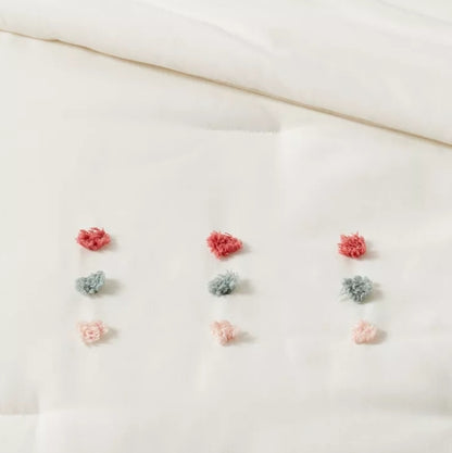 (New) Full/Queen Pom Kids' Comforter Set Cream - Pillowfort™