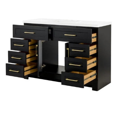 Cauley 48-in Black Single Sink Bathroom Vanity with White Cultured Marble Top