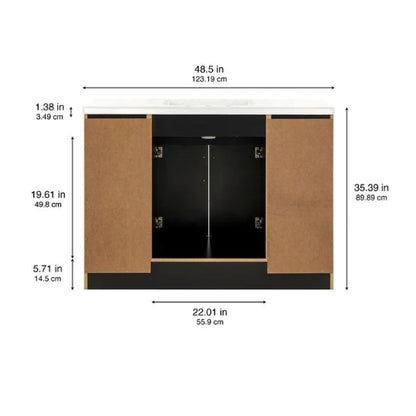 Cauley 48-in Black Single Sink Bathroom Vanity with White Cultured Marble Top