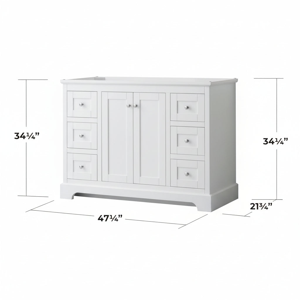 Wyndham Collection Avery 48-in White Bathroom Vanity Base Cabinet without Top