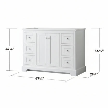 Wyndham Collection Avery 48-in White Bathroom Vanity Base Cabinet without Top