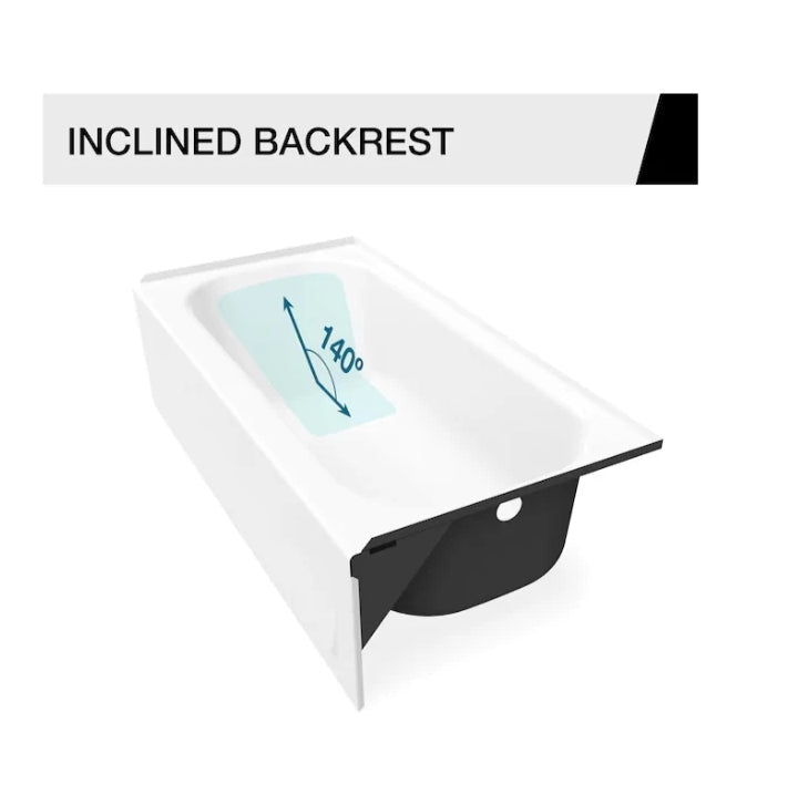 MAAX Pro Steel White Porcelain Bathtub (Left Drain)