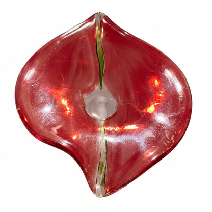 Art Glass Red Calla Lily Handblown Vase 16" Italy
