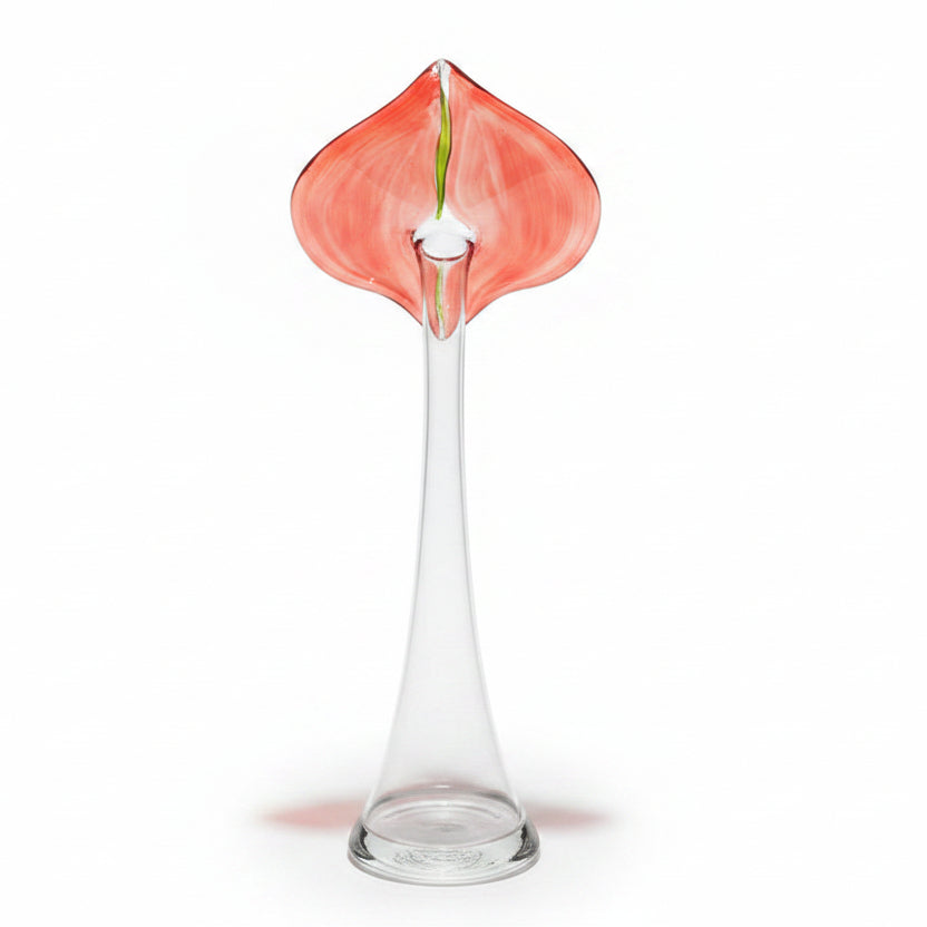 Art Glass Red Calla Lily Handblown Vase 16" Italy