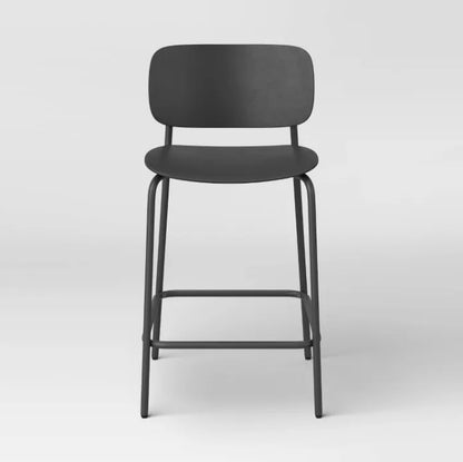 Set of 2 24" Molded Plastic with Metal Base Counter Height Barstool