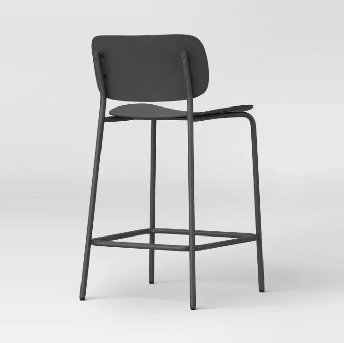 Set of 2 24" Molded Plastic with Metal Base Counter Height Barstool