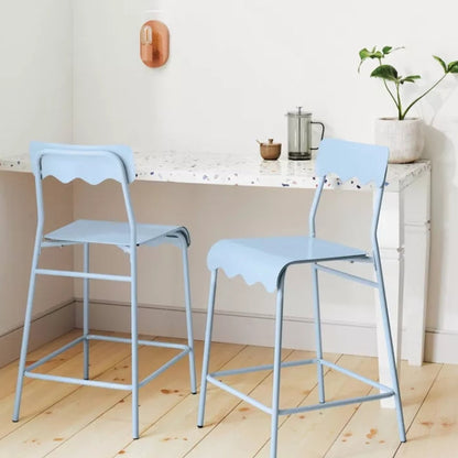 Set of 2 24" Wavy Metal Counter Height Barstool