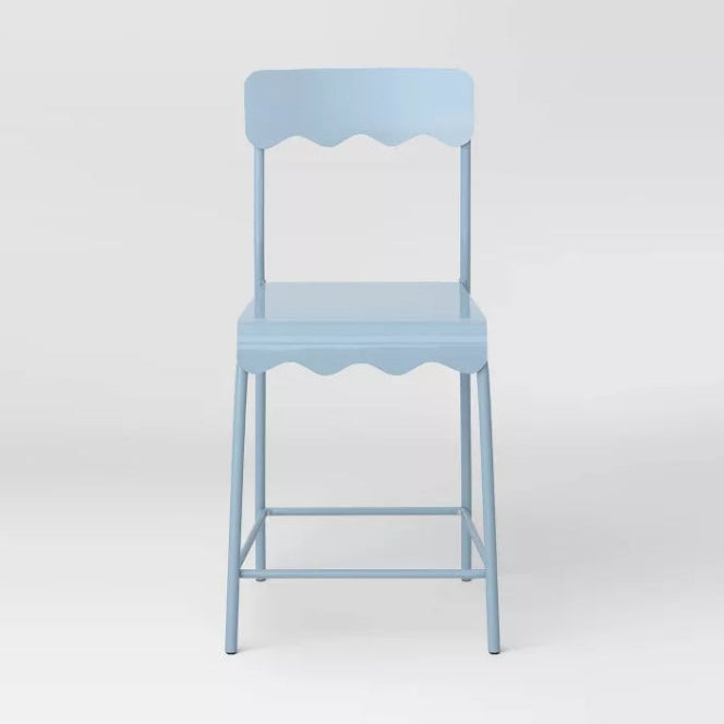 Set of 2 24" Wavy Metal Counter Height Barstool