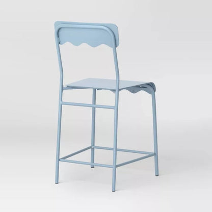 Set of 2 24" Wavy Metal Counter Height Barstool