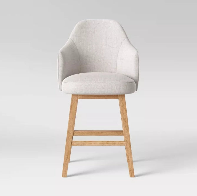 25.2" Kinston Swivel Curved Back Upholstered Counter Height Barstool