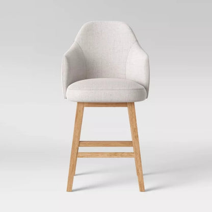 25.2" Kinston Swivel Curved Back Upholstered Counter Height Barstool