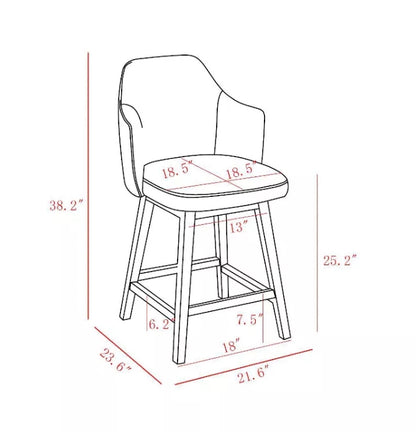 25.2" Kinston Swivel Curved Back Upholstered Counter Height Barstool