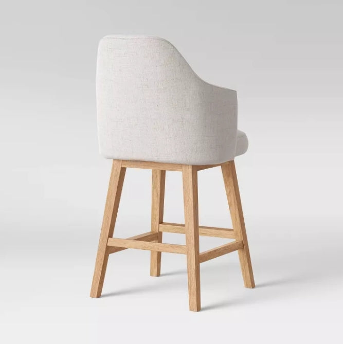 25.2" Kinston Swivel Curved Back Upholstered Counter Height Barstool
