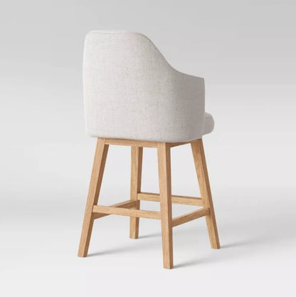 25.2" Kinston Swivel Curved Back Upholstered Counter Height Barstool