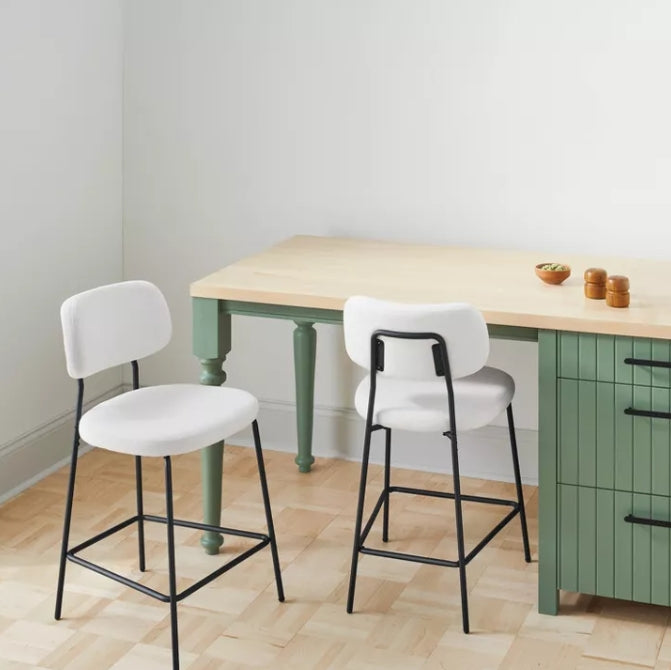 Set of 2 24" Upholstered with Metal Base Counter Height Barstool