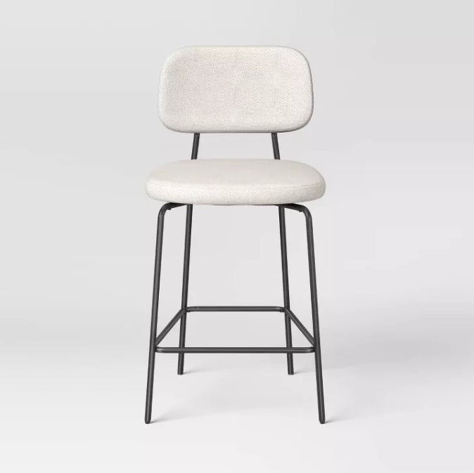 Set of 2 24" Upholstered with Metal Base Counter Height Barstool