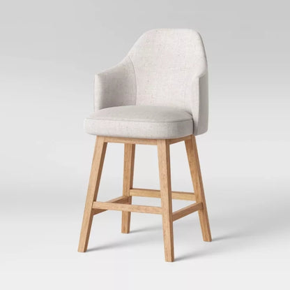 25.2" Kinston Swivel Curved Back Upholstered Counter Height Barstool