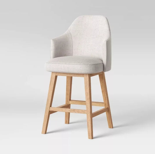 25.2" Kinston Swivel Curved Back Upholstered Counter Height Barstool