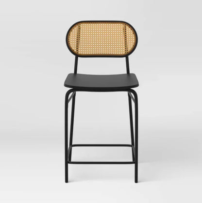 Set of 2 24" Wicker Back Metal Counter Height Barstool