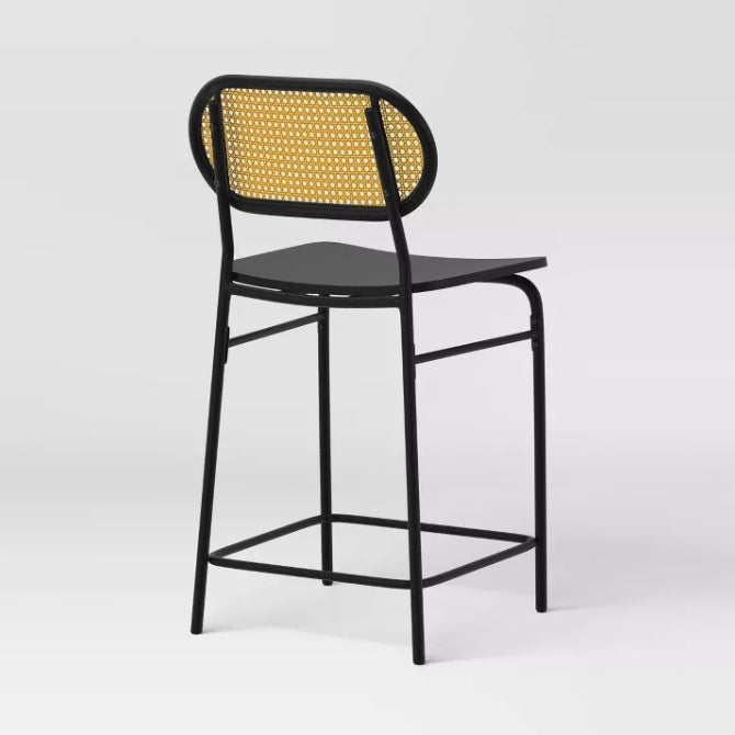 Set of 2 24" Wicker Back Metal Counter Height Barstool