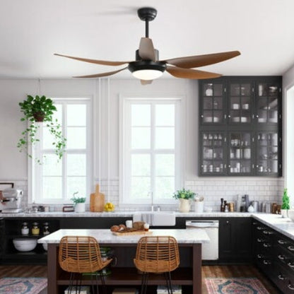 Flynama Ceiling Fan 54-in Black with ABS Blades LED Ceiling Fan With Light 6 -Blade