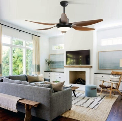 Flynama Ceiling Fan 54-in Black with ABS Blades LED Ceiling Fan With Light 6 -Blade