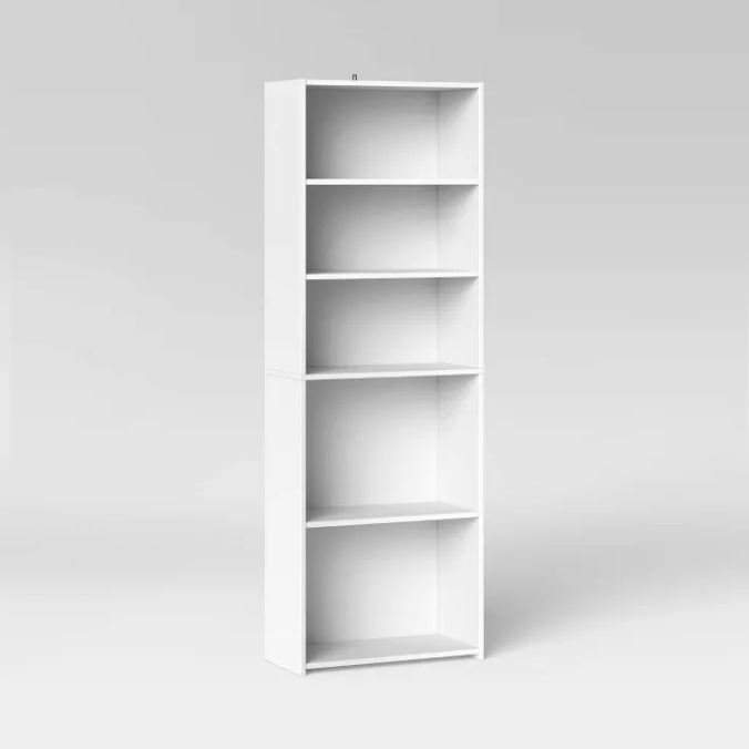 Dorm 5 Shelf Bookcase White