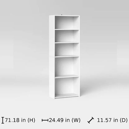 Dorm 5 Shelf Bookcase White