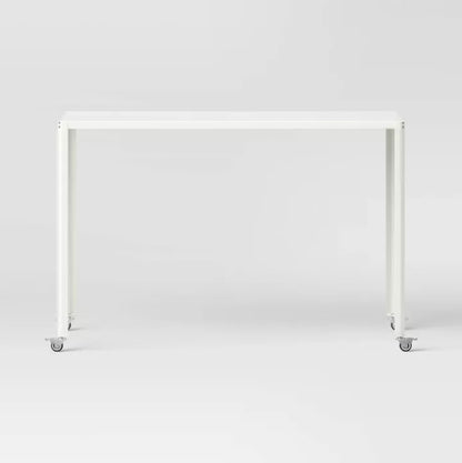 45" Rolling Metal Computer Desk Chalk White