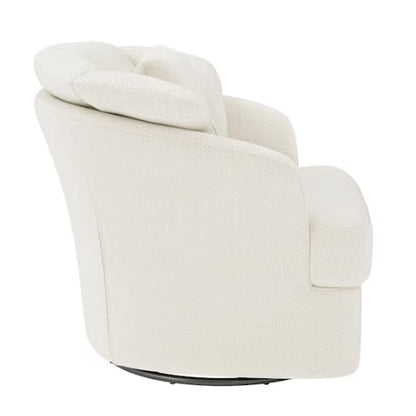 Rowena Oversized Beige Fabric Upholstered Swivel Accent Chair