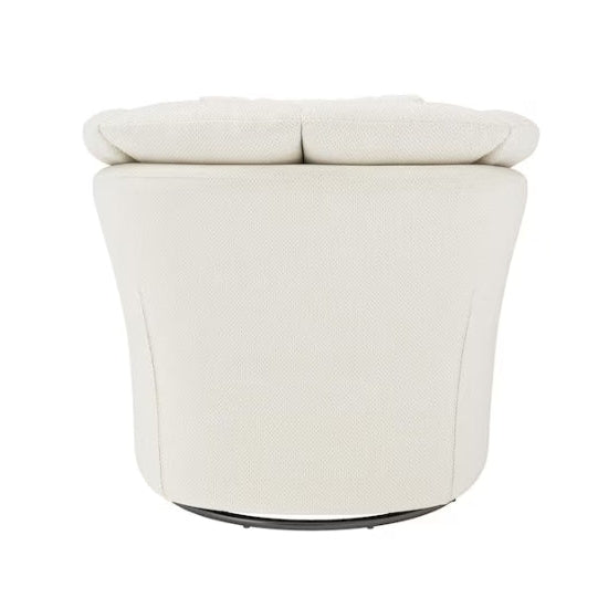 Rowena Oversized Beige Fabric Upholstered Swivel Accent Chair