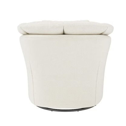 Rowena Oversized Beige Fabric Upholstered Swivel Accent Chair