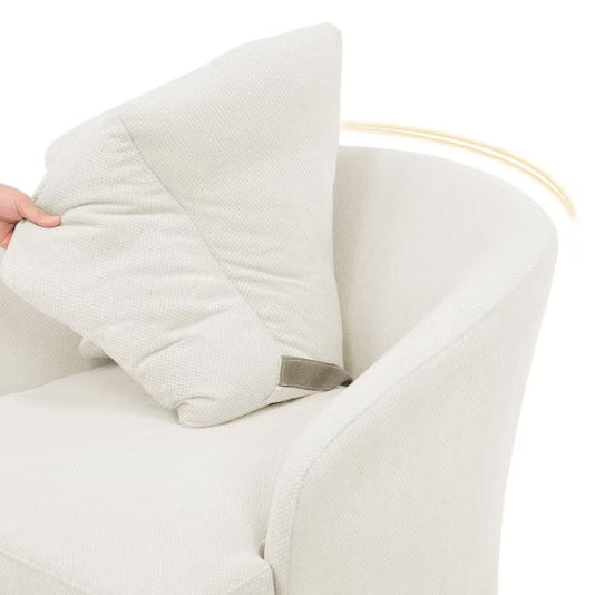 Rowena Oversized Beige Fabric Upholstered Swivel Accent Chair