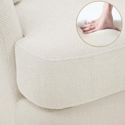 Rowena Oversized Beige Fabric Upholstered Swivel Accent Chair