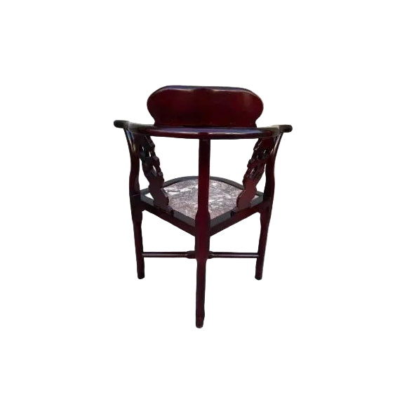 Vintage Chinoiserie Rosewood Horseshoe Arm Chairs