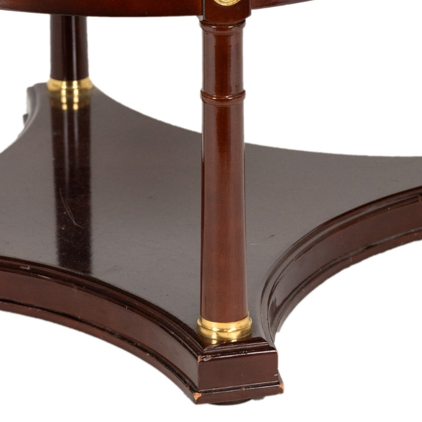 Neoclassical Black Lacquer Pedestal Style Leg Coffee Table