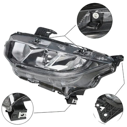 (New) Honda Civic 2016-2018 Halogen Projector Headlights Chrome Housing