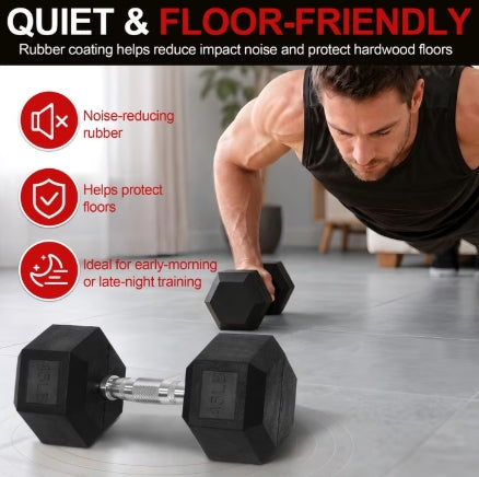Flexwave 45 LB Rubber Hex Dumbbell