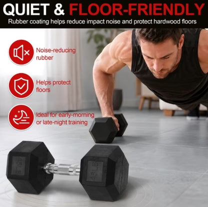 Flexwave 45 LB Rubber Hex Dumbbell