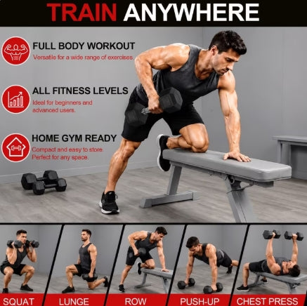 Flexwave 45 LB Rubber Hex Dumbbell