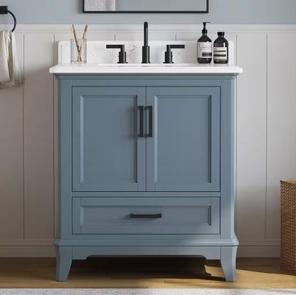 Rawsonville Single Sink Freestanding Steel Blue Bath Vanity