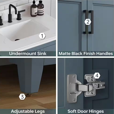 Rawsonville Single Sink Freestanding Steel Blue Bath Vanity