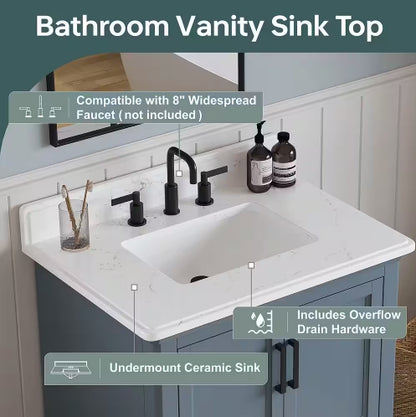 Rawsonville Single Sink Freestanding Steel Blue Bath Vanity