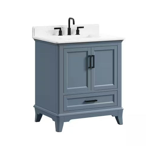 Rawsonville Single Sink Freestanding Steel Blue Bath Vanity