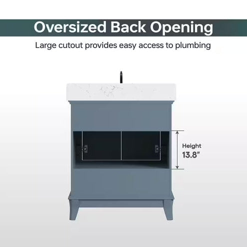 Rawsonville Single Sink Freestanding Steel Blue Bath Vanity
