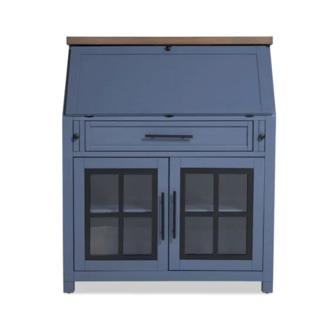 Modern Farm Blue & Brown Drop Lid Desk