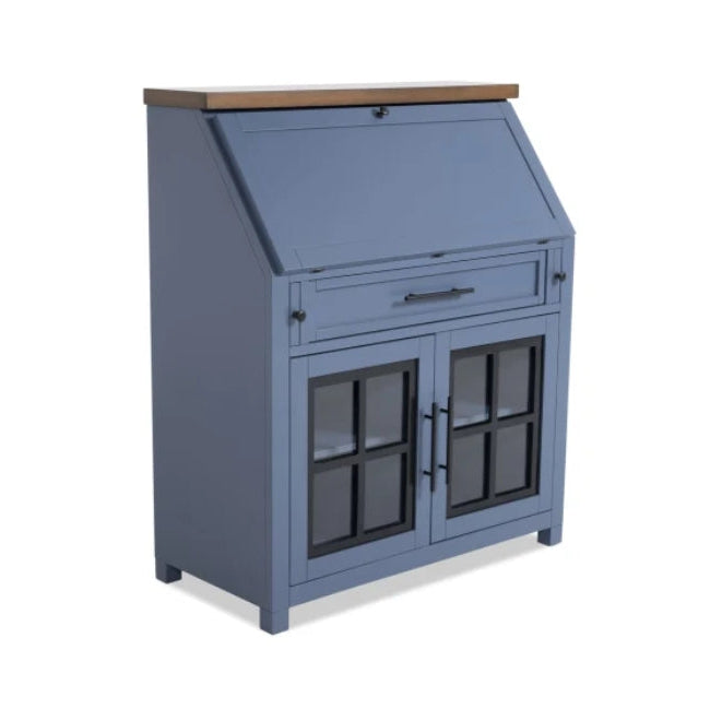 Modern Farm Blue & Brown Drop Lid Desk