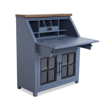 Modern Farm Blue & Brown Drop Lid Desk