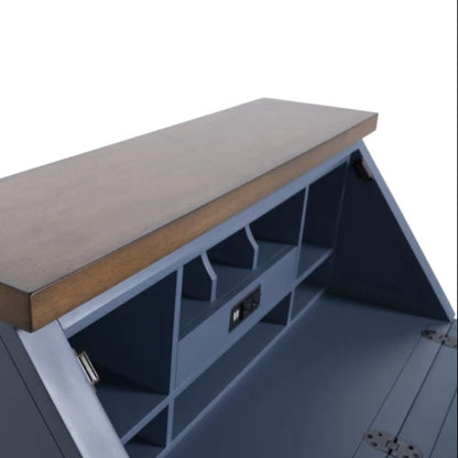 Modern Farm Blue & Brown Drop Lid Desk