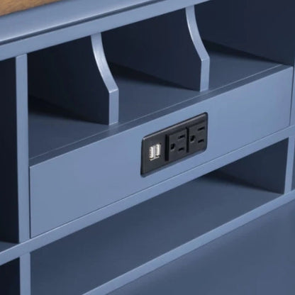Modern Farm Blue & Brown Drop Lid Desk
